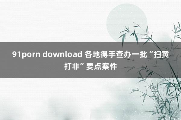 91porn download 各地得手查办一批“扫黄打非”要点案件