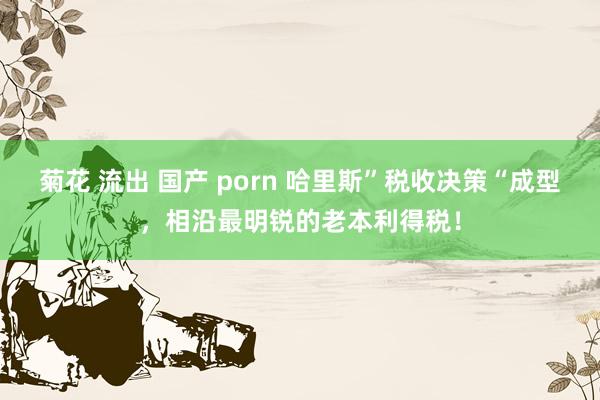 菊花 流出 国产 porn 哈里斯”税收决策“成型，相沿最明锐的老本利得税！