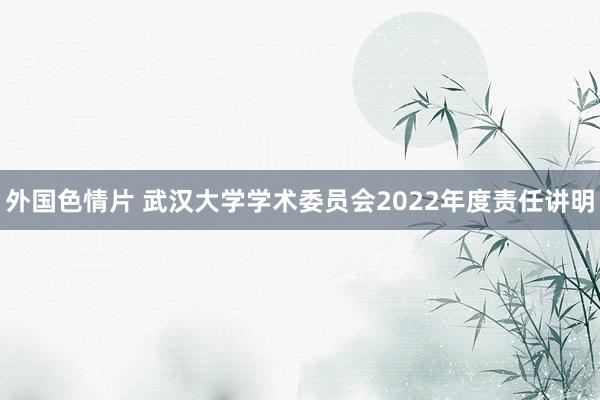 外国色情片 武汉大学学术委员会2022年度责任讲明