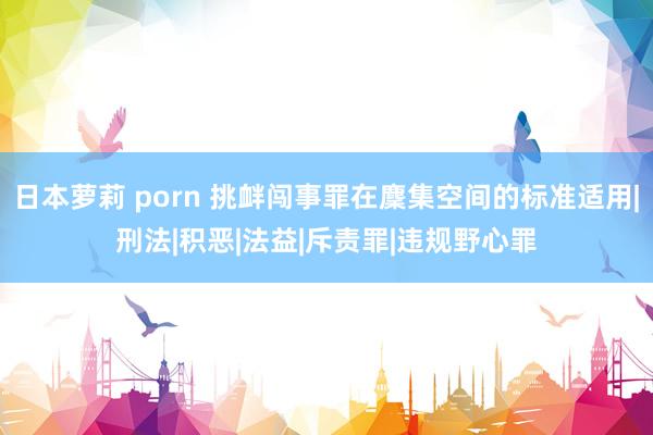 日本萝莉 porn 挑衅闯事罪在麇集空间的标准适用|刑法|积恶|法益|斥责罪|违规野心罪